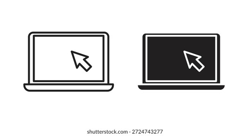 Vectores simples del icono del ordenador portátil en negro, convenientes para los proyectos