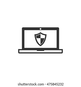 Laptop Icon In Single Color. Electronic Computer Network Anti Virus Malware Adware Virus Detection