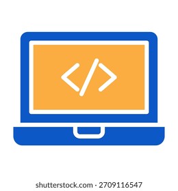 Ilustración vectorial de diseño de color sólido de icono de portátil