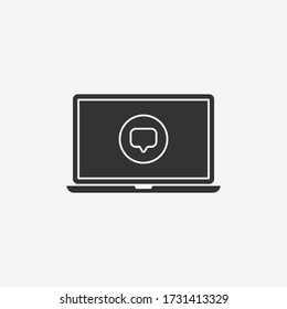 Laptop icon. Speech bubble symbol modern, simple, vector, icon for website design, mobile app, ui. Vector Illustration