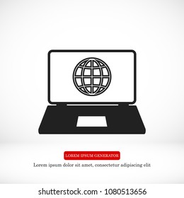 laptop icon, stock vector illustration flat design style