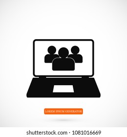 laptop icon, stock vector illustration flat design style
