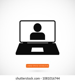 laptop icon, stock vector illustration flat design style