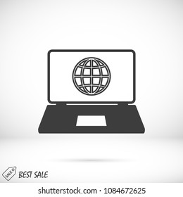 laptop icon, stock vector illustration flat design style