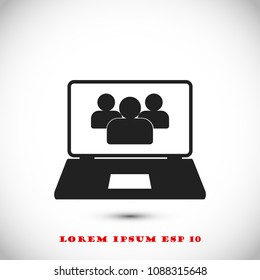 laptop icon, stock vector illustration flat design style