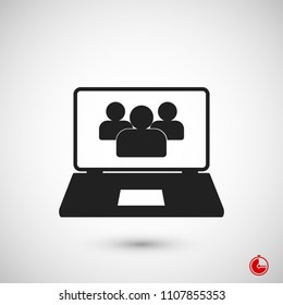 laptop icon, stock vector illustration flat design style