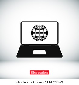 laptop icon, stock vector illustration flat design style