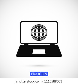 laptop icon, stock vector illustration flat design style