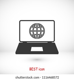 laptop icon, stock vector illustration flat design style