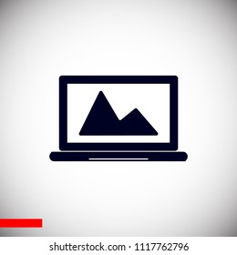 laptop icon, stock vector illustration flat design style