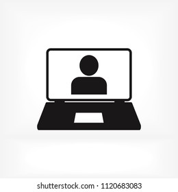 laptop icon, stock vector illustration flat design style