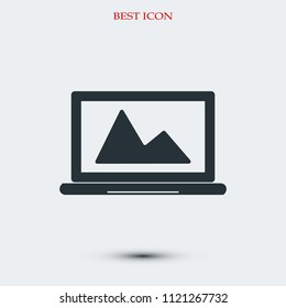laptop icon, stock vector illustration flat design style