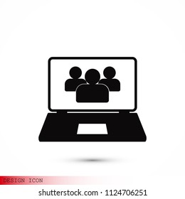 laptop icon, stock vector illustration flat design style