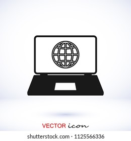 laptop icon, stock vector illustration flat design style