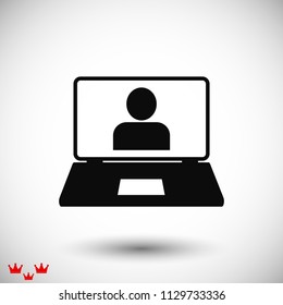 laptop icon, stock vector illustration flat design style