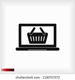 laptop icon, stock vector illustration flat design style