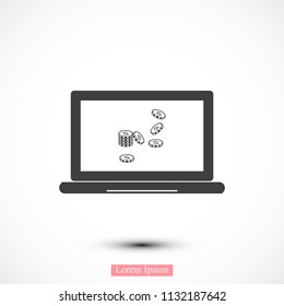 laptop icon, stock vector illustration flat design style