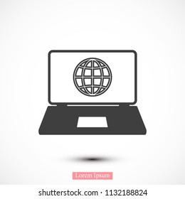 laptop icon, stock vector illustration flat design style