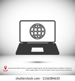 laptop icon, stock vector illustration flat design style