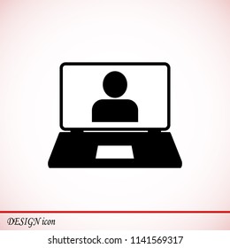 laptop icon, stock vector illustration flat design style