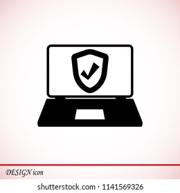 laptop icon, stock vector illustration flat design style