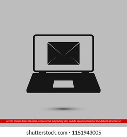laptop icon, stock vector illustration flat design style