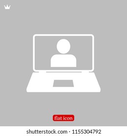 laptop icon, stock vector illustration flat design style