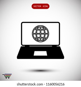 laptop icon, stock vector illustration flat design style