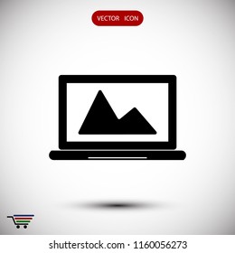 laptop icon, stock vector illustration flat design style