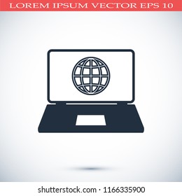 laptop icon, stock vector illustration flat design style