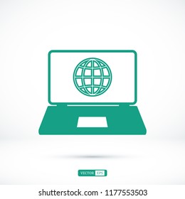 laptop icon, stock vector illustration flat design style