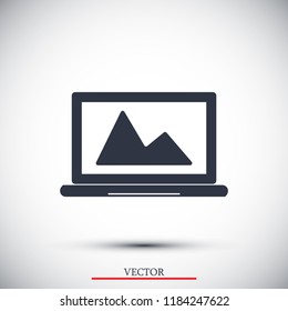 laptop icon, stock vector illustration flat design style