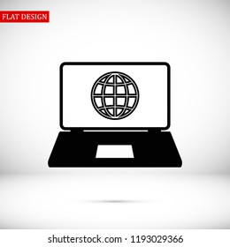 laptop icon, stock vector illustration flat design style