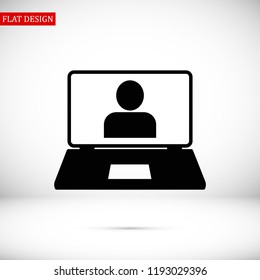 laptop icon, stock vector illustration flat design style