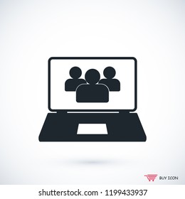 laptop icon, stock vector illustration flat design style