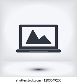 laptop icon, stock vector illustration flat design style