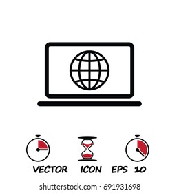 laptop icon, stock vector illustration flat design style