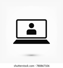 laptop icon, stock vector illustration flat design style