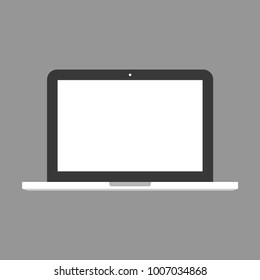 Laptop icon in the style flat design on the grey background. Macbook