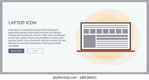Laptop icon in the style flat design