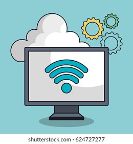 laptop icon technology digital isolated
