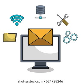 laptop icon technology digital isolated