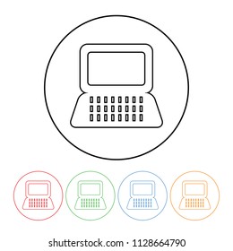 Laptop icon in a thin line style vector laptop symbol with four color variations