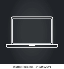Laptop icon . Thin line. Vector on a black background.