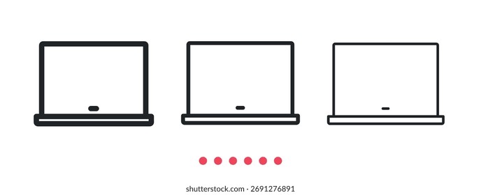 Icono de la computadora portátil. Vector de icono de línea delgada