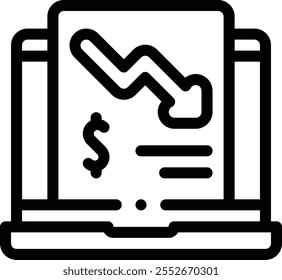 Laptop-Symbol. Design mit dünnen linearen Stilen einzeln auf weißem Hintergrund