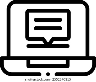 icono de portátil. Diseño De Estilo Lineal Delgado Aislado Sobre Fondo Blanco