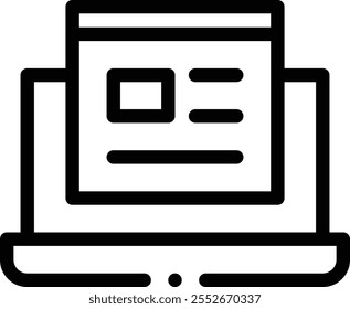 icono de portátil. Diseño De Estilo Lineal Delgado Aislado Sobre Fondo Blanco