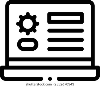 icono de portátil. Diseño De Estilo Lineal Delgado Aislado Sobre Fondo Blanco