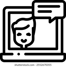 Laptop-Symbol. Design mit dünnen linearen Stilen einzeln auf weißem Hintergrund